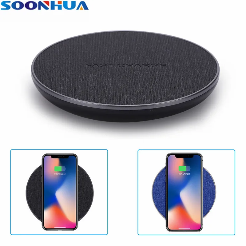

SOONHUA Ultra Slim Wireless Charging Pad Charger Support Fast Charging Adapter For Qi Compatible Receiver iPhone X Samsung S7 S8