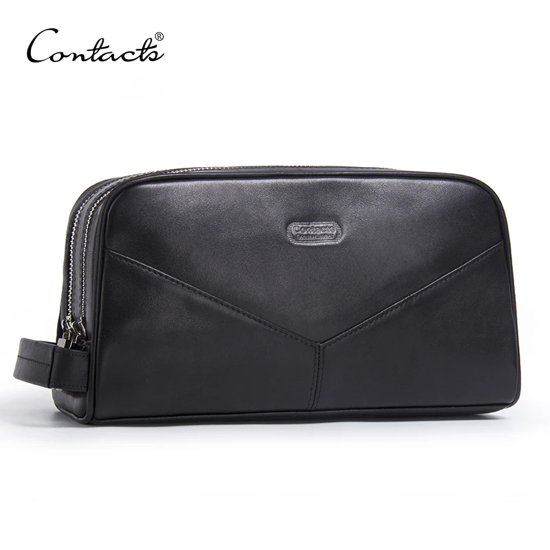 CONTACT'S genuine leather makeup bag men high quality men's cosmetic
