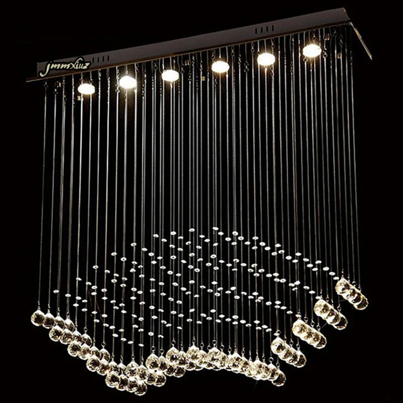 

Jmmxiuz free shipping Modern led Rectangular K9 Crystal Chandeliers Lighting for Dining Room Bedroom Living Room Ceiling Lamp