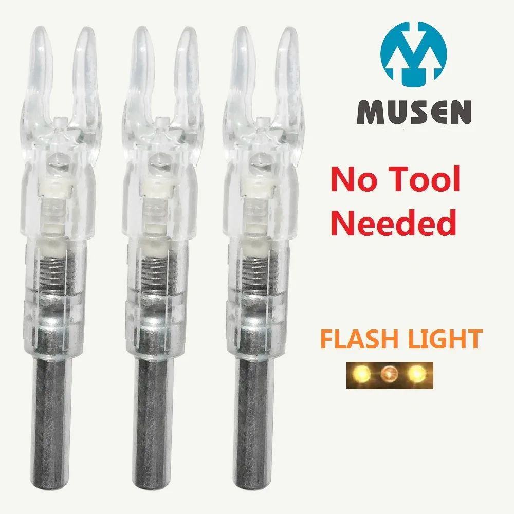 3 6 штук в партии ID6.2mm автоматически стрелка освещенная светодиодный nock|automatic lighted