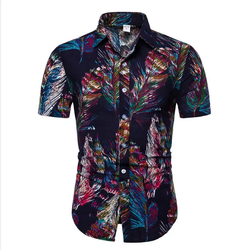 Мужская Летняя модная пляжная гавайская рубашка, брендовая приталенная рубашка с коротким рукавом и цветочным принтом, повседневная праздничная одежда, Camisa M-5XL - Цвет: TC41