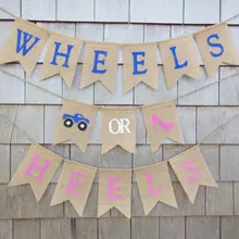 Пользовательские колеса или каблуки пол раскрывает мешковины баннеры день рождения, детский душ детской комнаты вечерние тканевые гирлянды фото реквизит