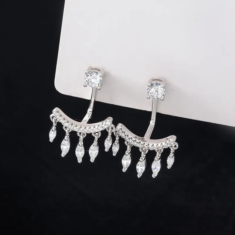

Romantic Tassel Earrings Genuine 925 Sterling Silver Post-hanging Cubic Zirconia Irregular Drop Earrings Jewelry Earrings
