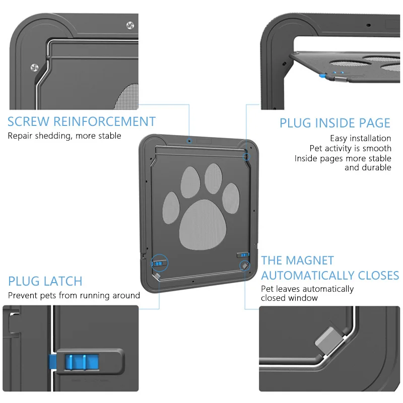 4-полосная запираемый Пластик большая домашняя собака Кот дверные замки для Экран окна безопасности заслонки ворота Pet туннель Собака Забор свободный доступ дверь для дома