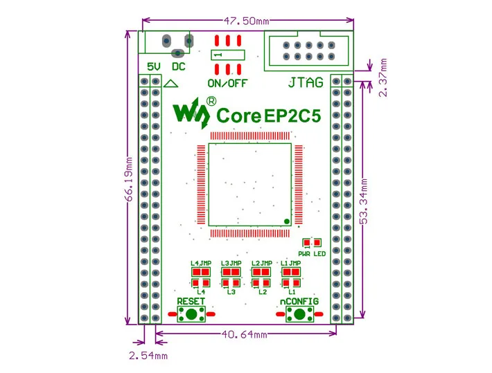 FPGA core board dimensions