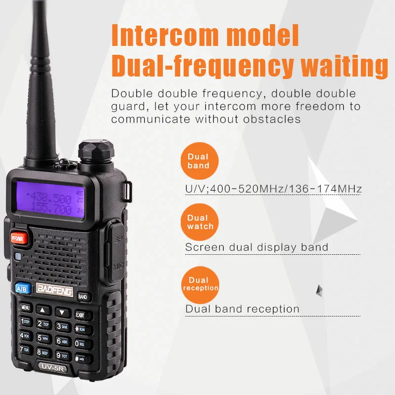 BAOFENG hf приемопередатчик 2 шт. 2020 v5r для walk talk vox sos светодиодный фонарик fm радио