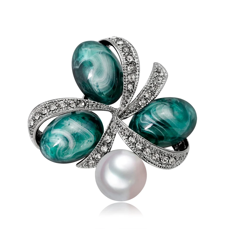 

Vintage Pearl Brooches For Women Crystal Rhinestone Brooch Pin Floral Flower Colorful Stone Brooch Wedding Dress Clothes Jewelry
