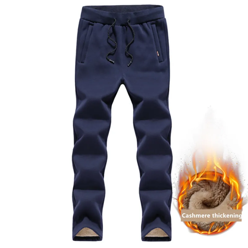 

Winter Keep warm Cashmere thickening Mens Sweatpants Casual Faux Fur Warming Military Hombre Mens Trouser Plus Size M-5XL