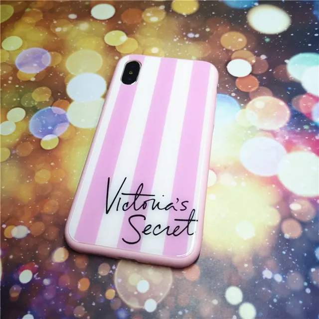 Pink Victorias tempered glass Secret phone case for iPhone 7 8 6 6s