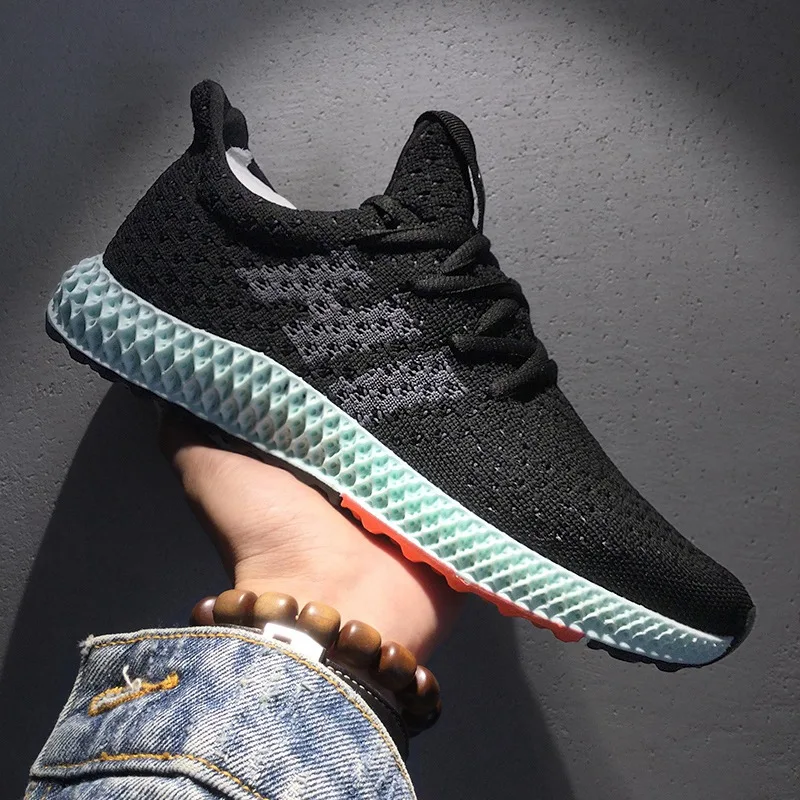 2019 Spring New Men's Shoes Mesh Fly Woven Men's Shoes Breathable Student Tide Shoes Men's Light Casual Lace-Up Shoes U1-26