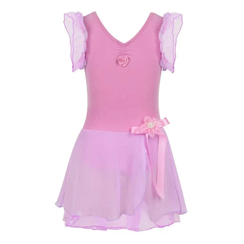 Детское балетное платье для девочек; гимнастическое трико; балетное платье-пачка с короткими рукавами; детское балетное платье для танцев; платье для девочек; танцевальный костюм - Цвет: Purple