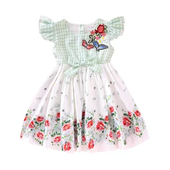 

Summer Casual Baby Girls Embroidery Floral Flare Sleeve Dress Kids Toddler Pageant Sundress