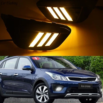 

Car flashing 2pcs Super Bright Car LED For Russia KIA RIO X-Line 2018 2019 Driving DRL Daytime Running Lights With Turn Signal