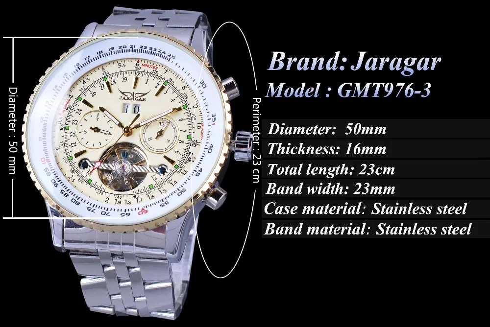 Jaragar Aviator Series Military Scale Yellow Elegant Dial Tourbillon Design Mens Watches Top Brand Luxury Automatic Wrist Watch