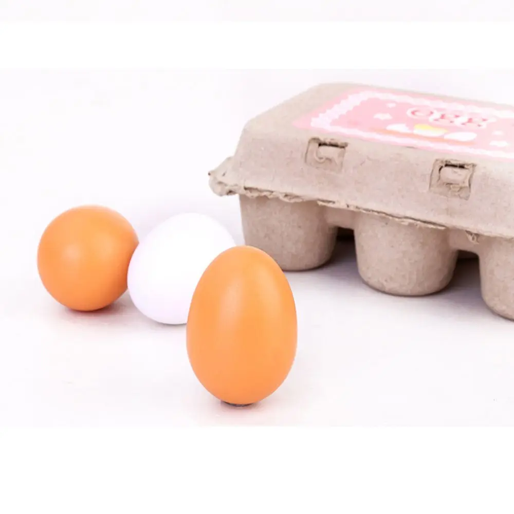 Wooden Eggs Kid Child Pretend Play Set Yolk Kitchen Cooking Preschool