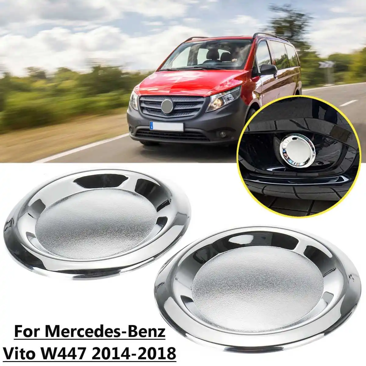

for Benz Vito W447 2014-2018 2Pcs Car Front Fog Light Lamp Cover Frame Trim Bumper Driving Drl For Mercedes Car Styling Sticker