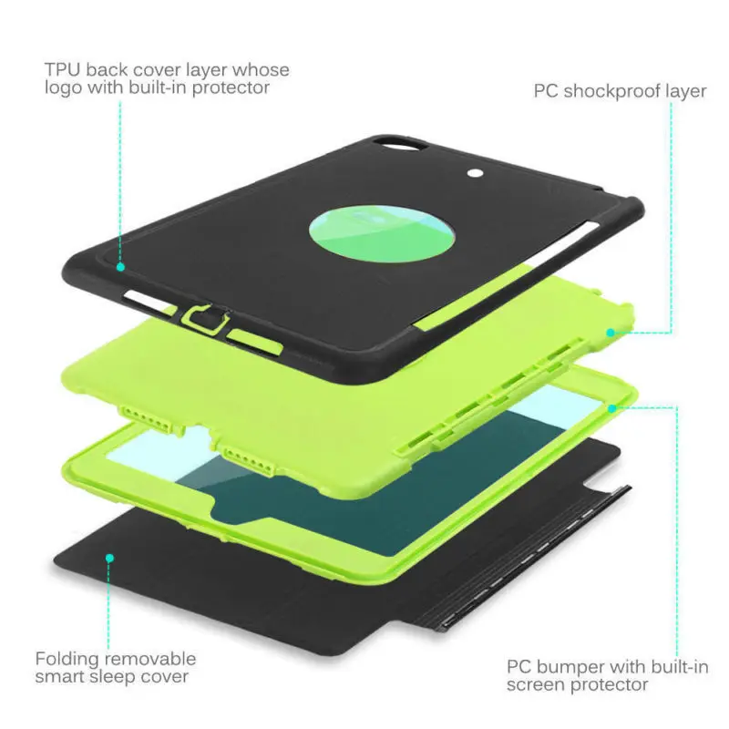 Shockproof Heavy Duty Flip Stand Cover For iPad Pro 12.9 2017 Case Smart Silicon Protective Tablet Fundas For iPad Pro 9.7 2016