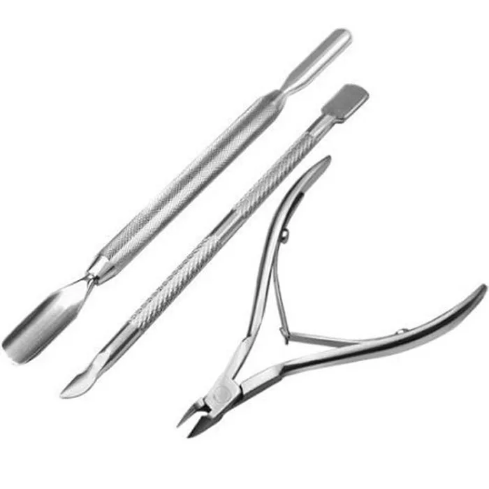 

Stainless Steel Nail Cuticle Spoon Pusher Remover Cutter Nipper Clipper Set Nail Clip Steel File 3PCs Nail Art Accessories