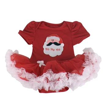 

1PC Red Bowtie Santa Ho Ho Ho White Ruffle Trim Baby Girls Dress Tutu for 0-12months Free Shipping