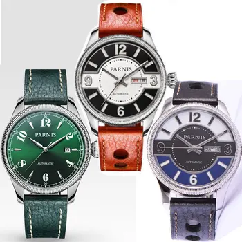 

42mm Parnis Black Green Dial Sapphire Glass Date Window Luxury Brand 21 jewels Miyota Automatic Movement Men's Watch