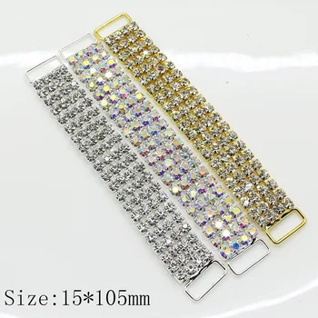 

2017 New 2pcs 4 rows AB colorful crystal Rhinestone bikini connectors buckle/ clothing decoration buckle beachwear connector