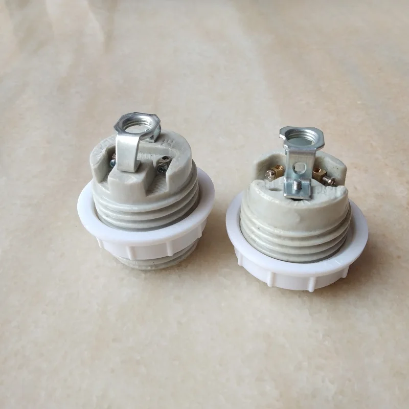 

E27 KR/CE certification full thread ceramic socket lamp holder with m10 bracket resistantce to high temperature screw lock