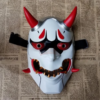

genji mask Hero Genji Skin Oni Mask Cosplay Ball Mask Props For Halloween Party cosplay Use Custom Made