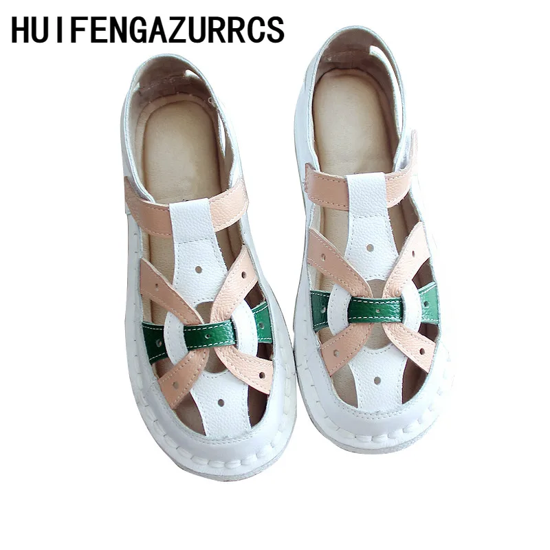 HUIFENGAZURRCS-лето; стиль; художественная Женская обувь в стиле ретро; оригинальные дышащие сандалии ручной работы из натуральной кожи