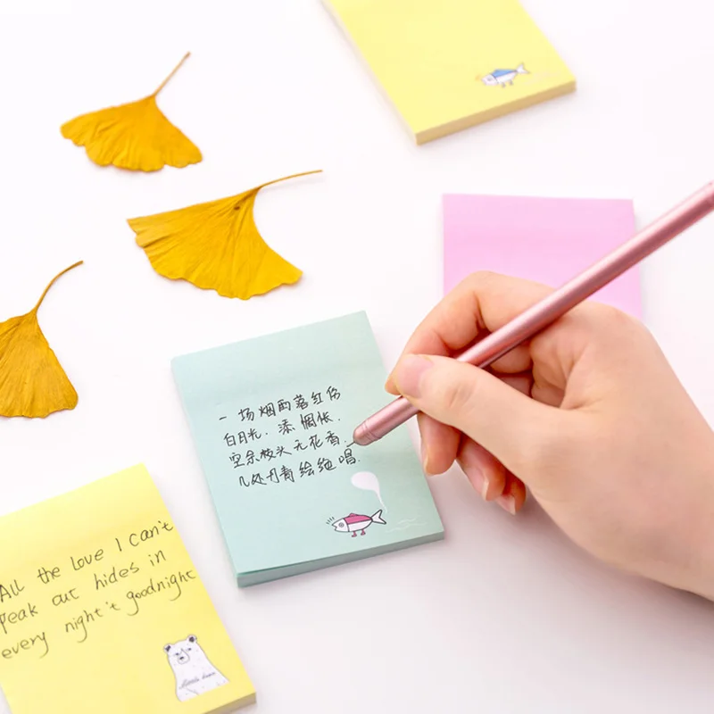 

24 pcs/Lot Cute fish bear memo pad and sticky note Color marker Diary planner sticker Office accessories School supplies A6587