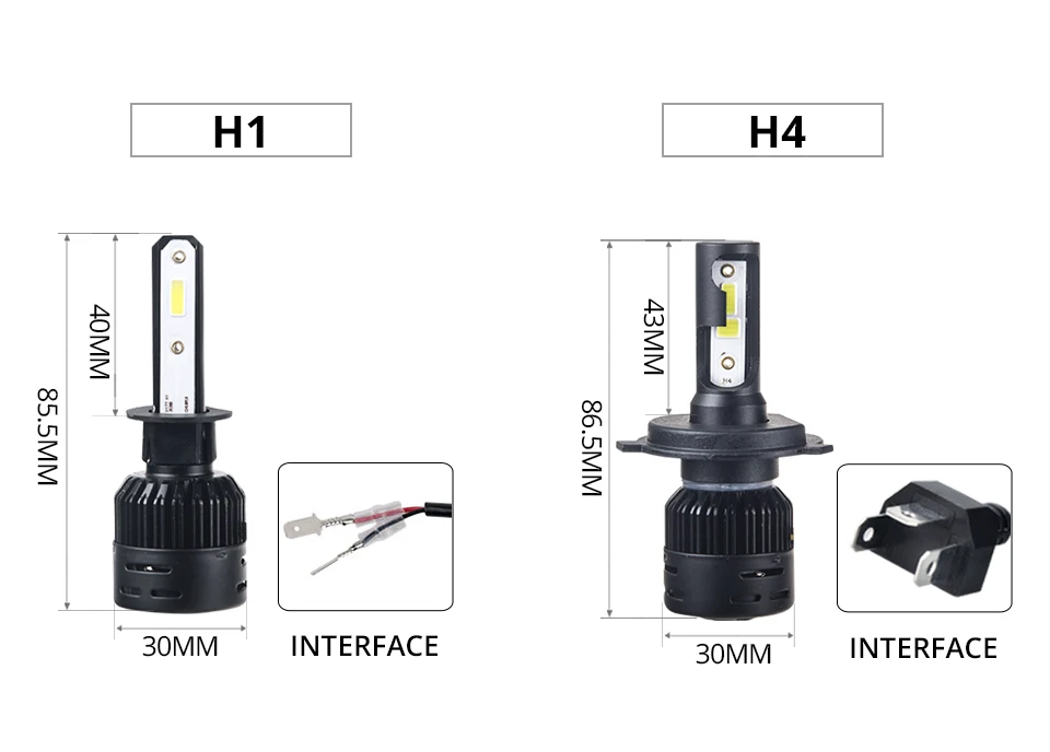 Mini H7 H4 LED Car Headlight Bulbs 72W HiLo beam H1 H11 H8 H9 Luces Led Para Auto HB3 HB4 12000LM Car Lamp Fog Light 12V 6500K (14)