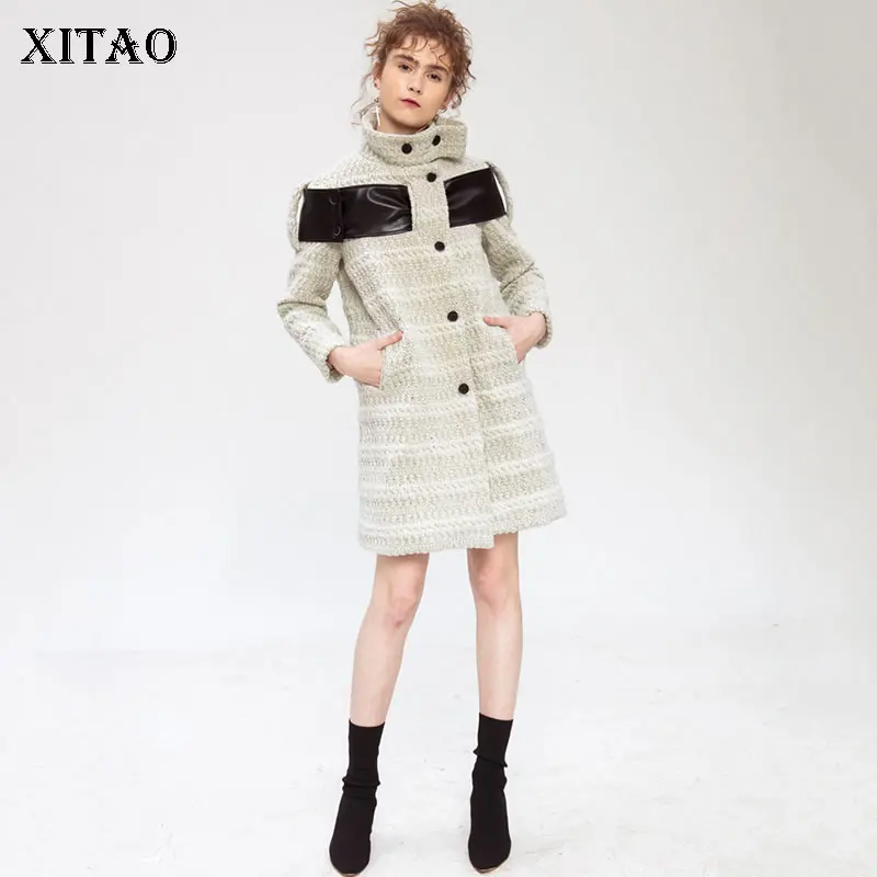 Col 2018 Plein Nouveau Mode Roulé Taille xitao Light Femmes Manches Unique Grey Patchwork Casual Poitrine Europe Zll2286 À Automne Large Mélange gPOxI