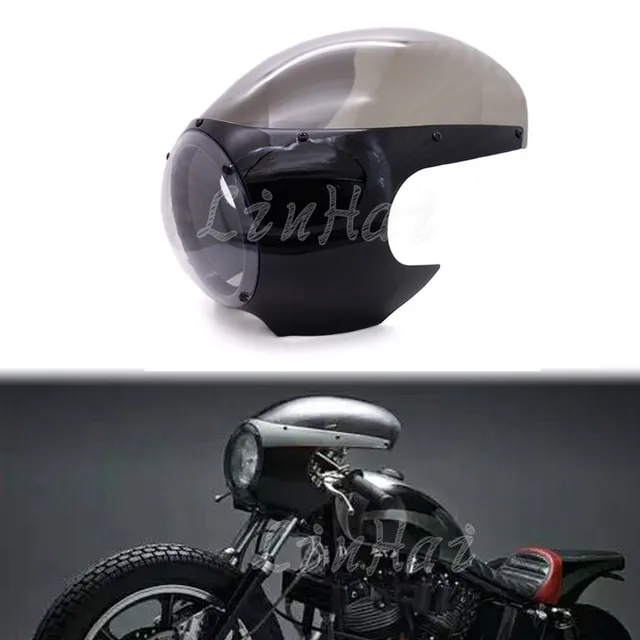 Motorcycle Black Headlight Fairing Windshield Vintage Drag Racing Motorcycle Black Headlight Fairing Windshield Vintage Drag Racing Viper Cafe Racer