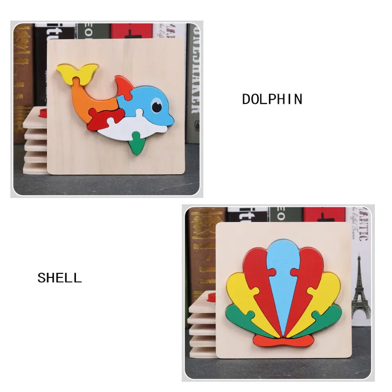

Cognition Board Montessori Educational Toys Shell Dolphin Cattle Wooden Toy Jigsaw Kids Early Learning Puzzle Match Game