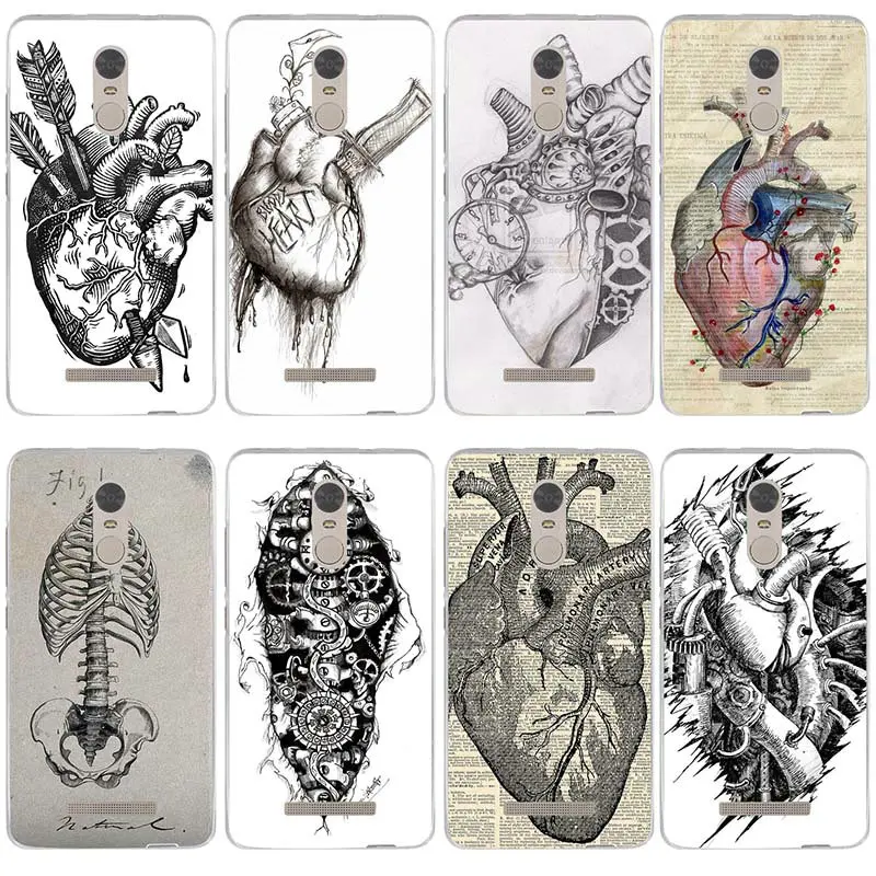 

Vintage Medical Anatomical Heart Diagram For Xiaomi Redmi Mi Note 2 3 3S 4X 4A 6 5 5S 5A 6 8 A1 Pro Plus Soft TPU Phone Cases