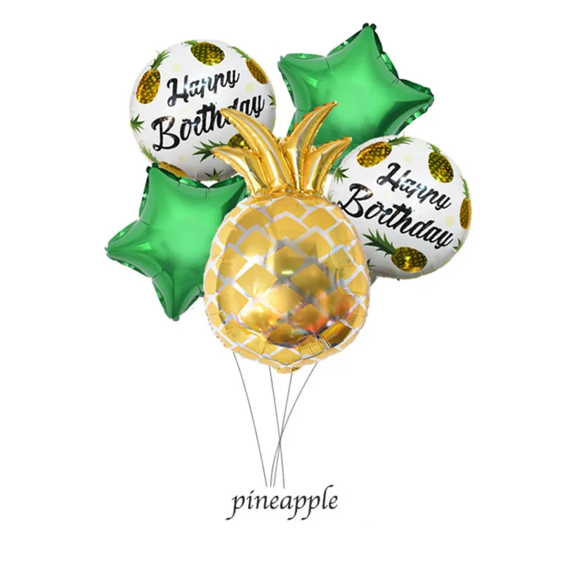 

5pcs.Lot pineapple balloon fruit theme party balloons birthday balloon wedding decoration wholesale aluminum balloons
