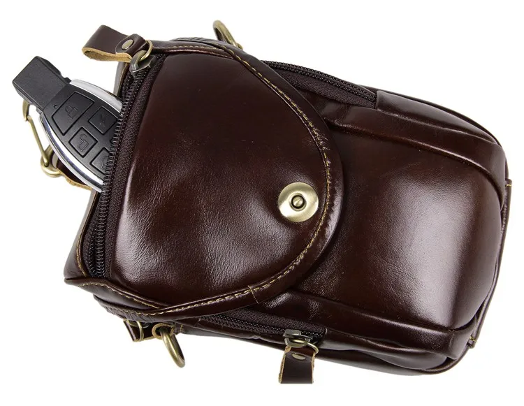7297Q классический шоколад мужские Винтаж пояса из натуральной кожи один сумка поясная Чехол для мобильного телефона
