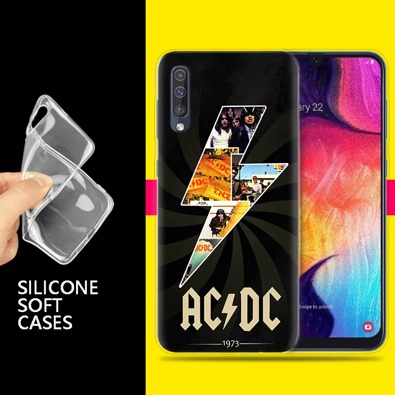 Прозрачный силиконовый чехол для samsung Galaxy A50 A70 A30 M30 M20 A10 A20 A40 M20 чехол для телефона ACDC Rock Ac DC Angus young