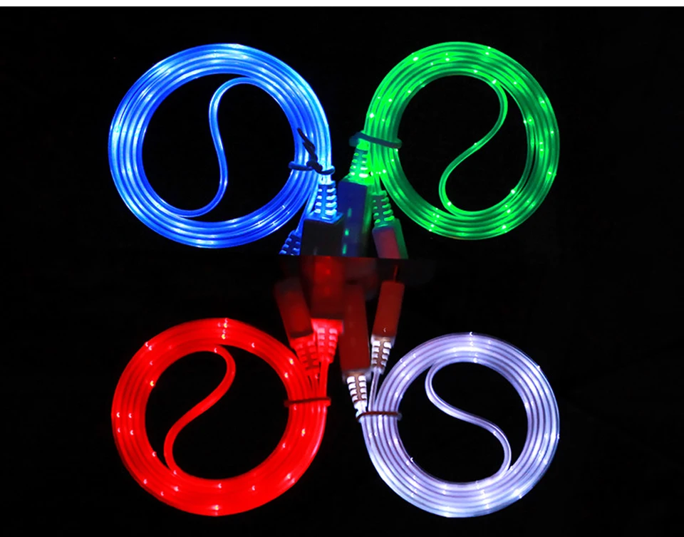 LED Lighting Micro USB Phone Cable Visible LED Flow Light Charging Data for Samsung HTC Android Phone Universal Phone Cables (10)