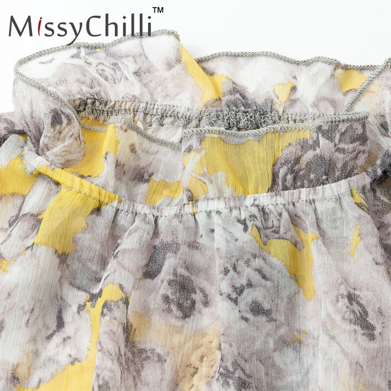 Женское платье с высоким воротом MissyChilli длинное цветочным принтом и длинным