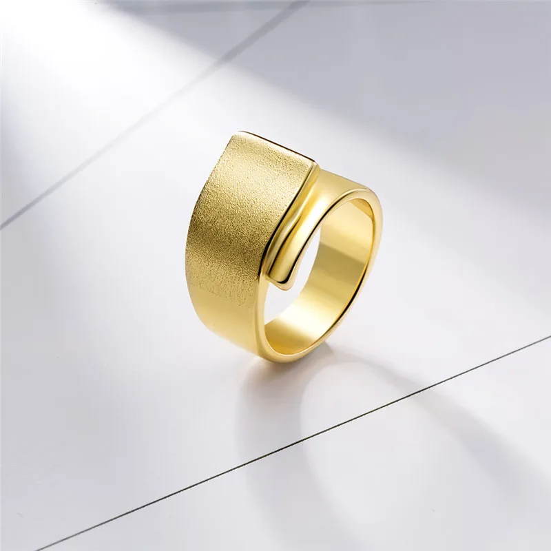 BOAKO, 18 K, желтое золото, женские кольца, геометрические, большие, широкие, прямоугольные, женские обручальные кольца, ювелирные изделия, подарок Z10