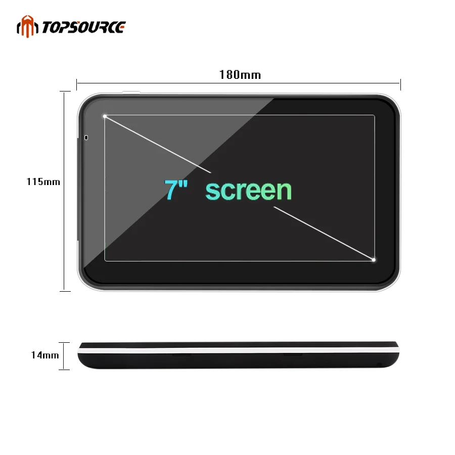 Автомобильный gps навигатор TOPSOURCE 5 "7" 256M 8G hd для грузовиков с предзагрузкой