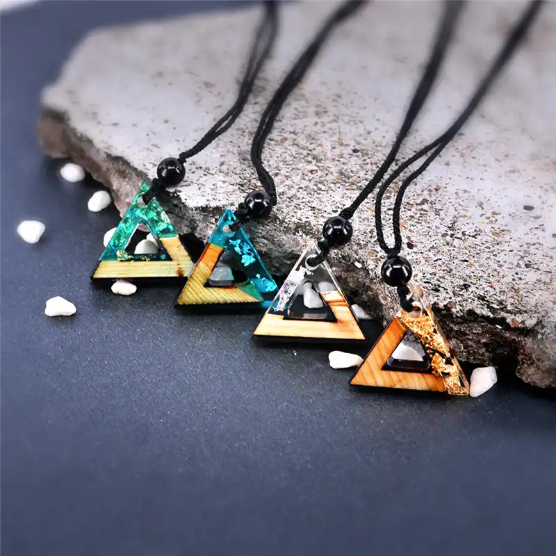 wood resin necklace pendant
