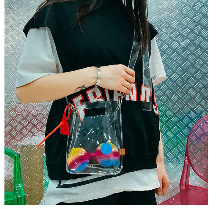 Summer New Hot Fashion PVC Jelly Beach Bags Transparent Handbags for Women Female Casual Shoulder Bags Messenger Bags