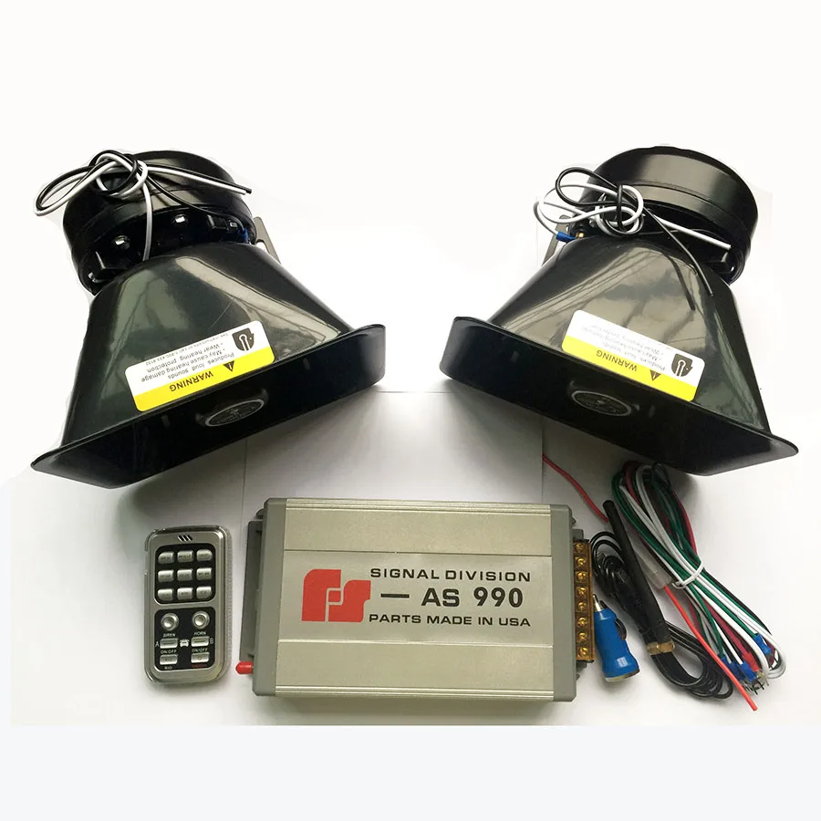 Car Styling 400W Police Siren Electronic Horn Car Alarm Siren Silver AS990 Host+Plastic Fat Speaker 18 Tone Loudspeaker Wireless