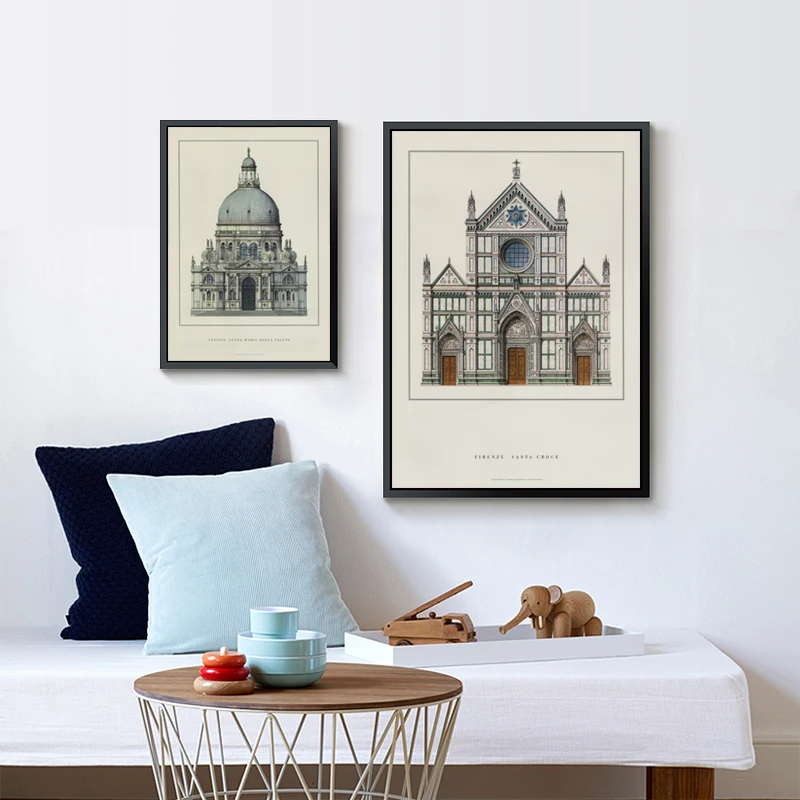 

07G Nordic Retro Church Architecture A4 Canvas Art Painting Print Poster Picture Wall Living Room Bedroom Home Decorated Mural