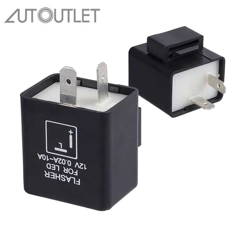 

AUTOUTLET for 2pins Car Motorcycle Universal Adjustable LED Turn Signal Light Blinker Flasher Relay for 12V Car Motorcycle