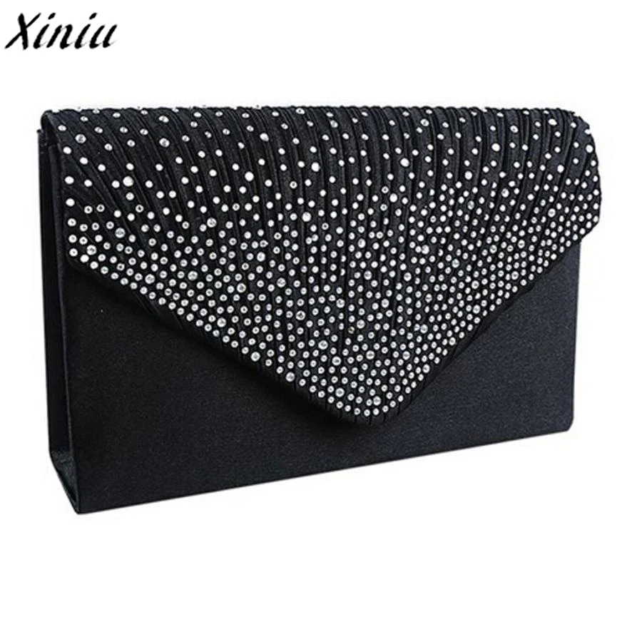 

Clutch Bag Female Satin Diamante Handbag Vintage Chain Evening Clutch Wallet Party Envelope Phone Bag Bolsos Mujer @Y214