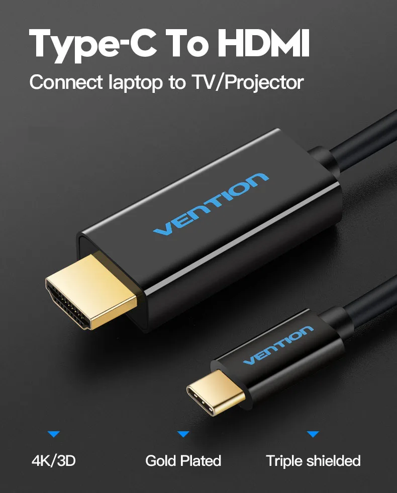 Vention USB C к Hdmi кабель Поддержка 4K* 2K для Macbook Google Pixel samsung S8 type-c к HDMI 1,8 M USB 3,1 type c к Hdmi адаптер