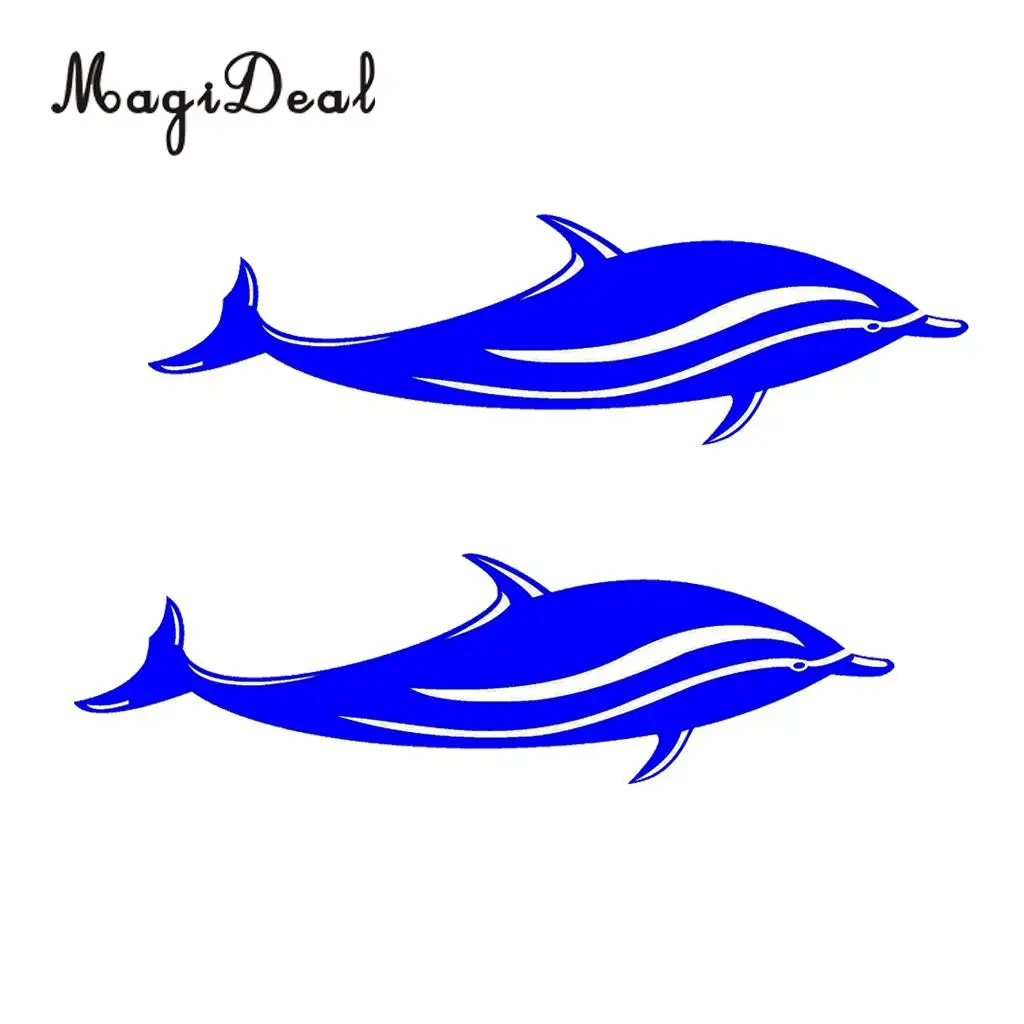 MagiDeal Hot Sale 2Pcs Blue Dolphin Vinyl Decals Stickers for Kayak Canoe Boat Car Surfboard Window Laptops Walls Kayak Stickers