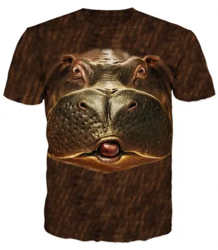 

2018 Crewneck HIPPOPOTAMUS 3D Printed T-SHIRT Fashion Famous Harajuku Top Tees